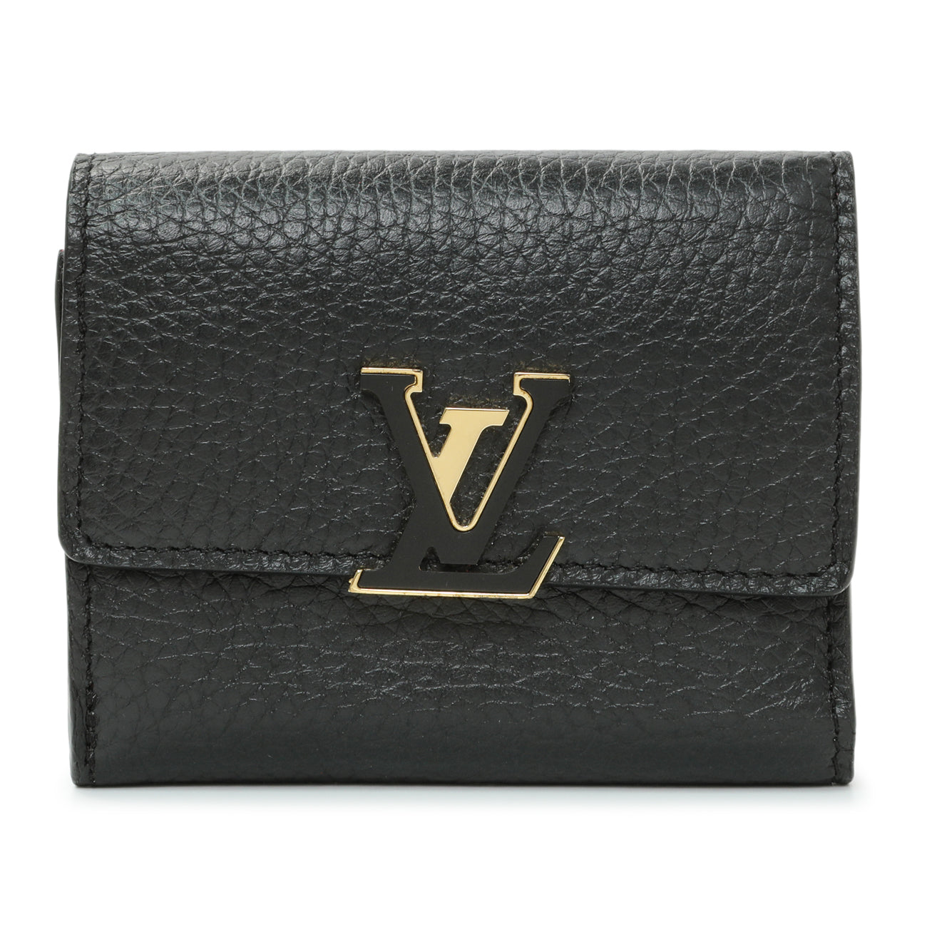 Exclusive Louis Vuitton Black Taurillon Capucines XS Wallet — Front View