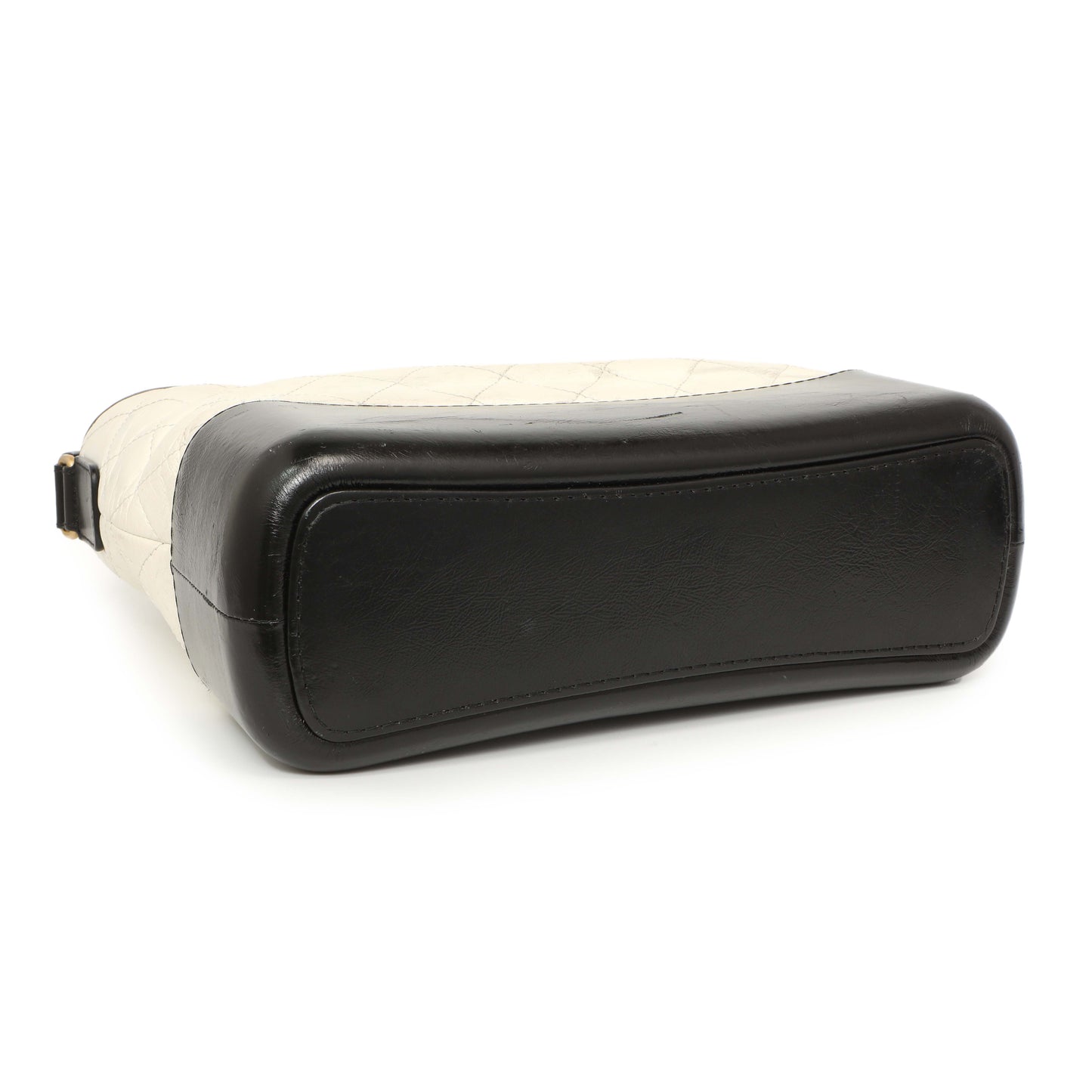 Exclusive Chanel White Black Aged Calfskin Medium Gabrielle Hobo — Top View
