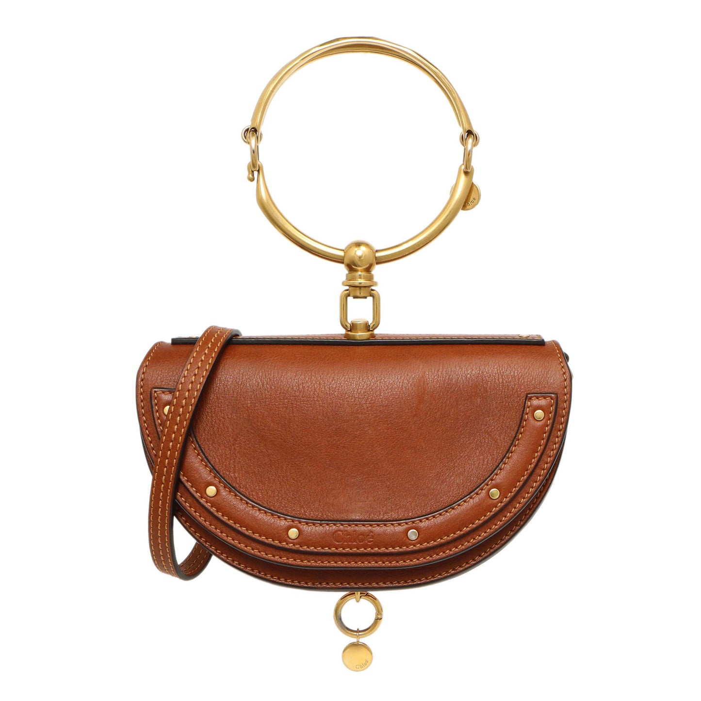 Exclusive Chloe Brown Calfskin Small Nile Bracelet Minaudiere Bag — Front View