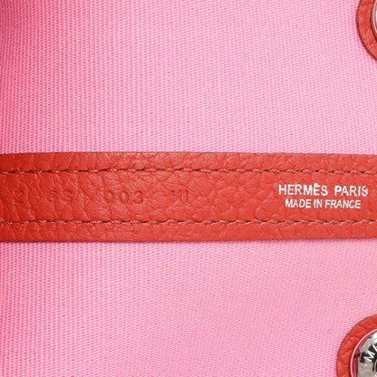 Exclusive Hermes Rose Sakura Rouge Duchesse Toile Militaire Vache Country Garden Party 30 TPM — Lifestyle View