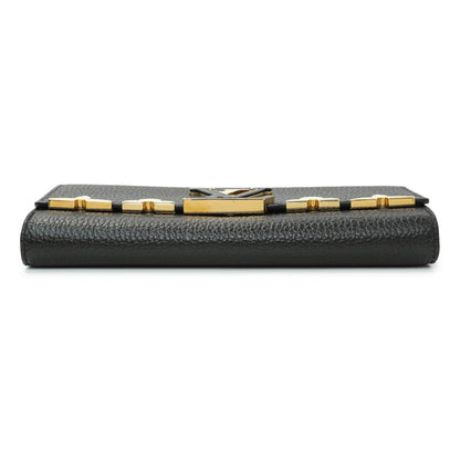 Exclusive Louis Vuitton Black Taurillon Leather Flower Studded Capucines Wallet — Back View