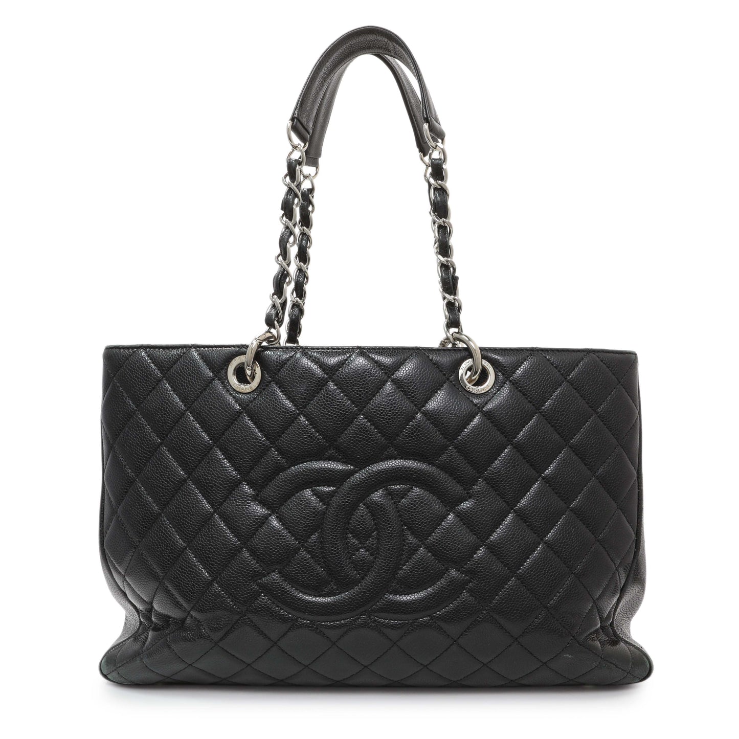 Exclusive Chanel Black Quilted Caviar XL Grand Shopping Tote GST — Front View