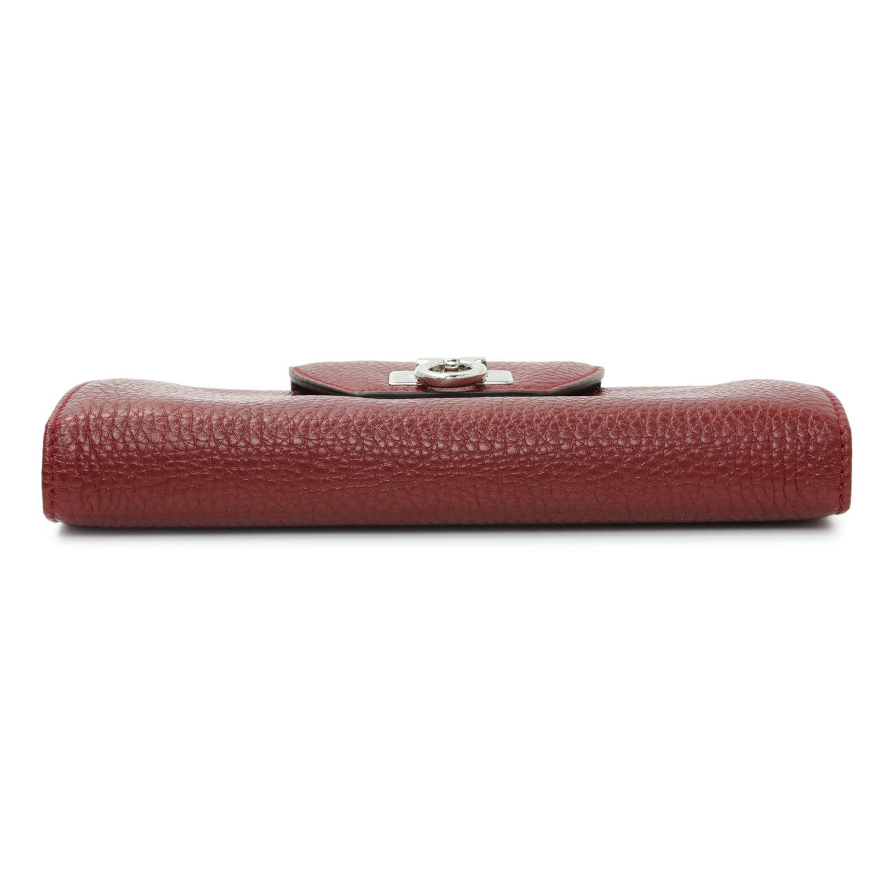Exclusive Salvatore Ferragamo Burgundy Calfskin Gancini Flap Wallet — Back View