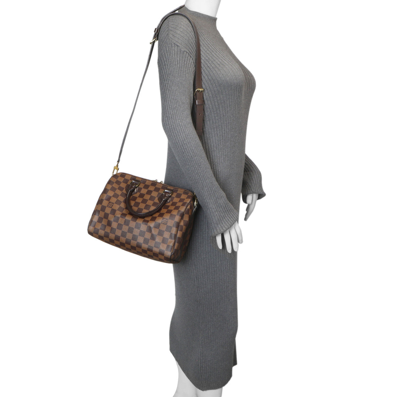 Exclusive Louis Vuitton Damier Ebene Speedy Bandouliere 25 — Alternate View 11