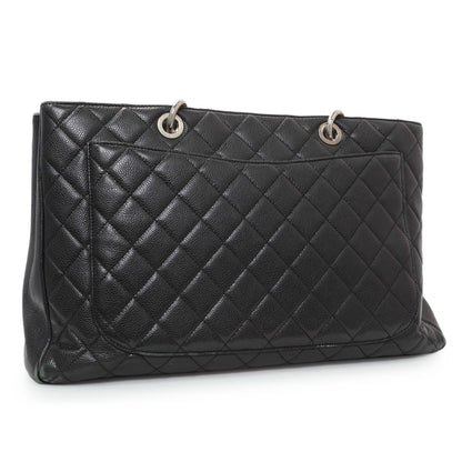Exclusive Chanel Black Quilted Caviar XL Grand Shopping Tote GST — Side View
