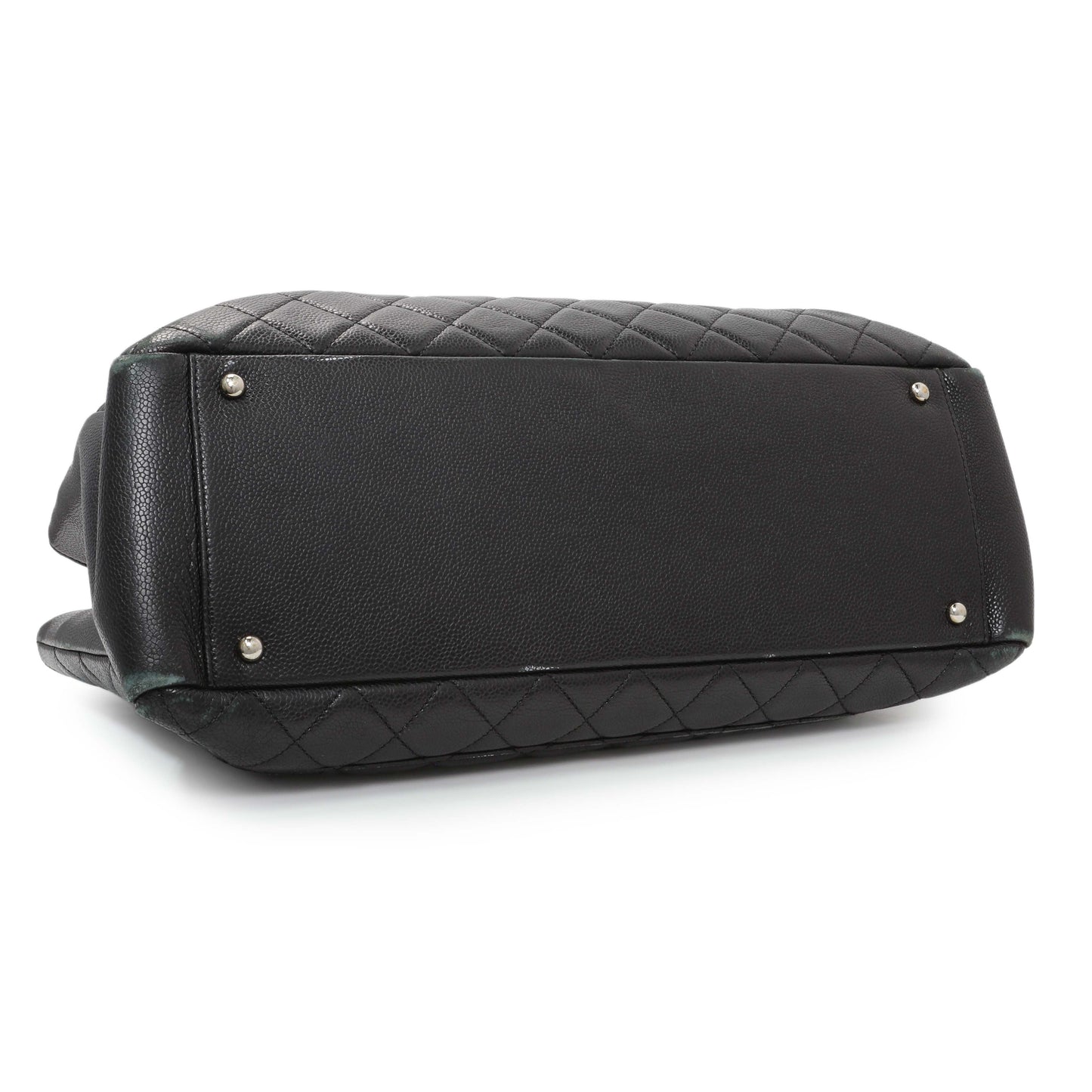 Exclusive Chanel Black Quilted Caviar XL Grand Shopping Tote GST — Back View