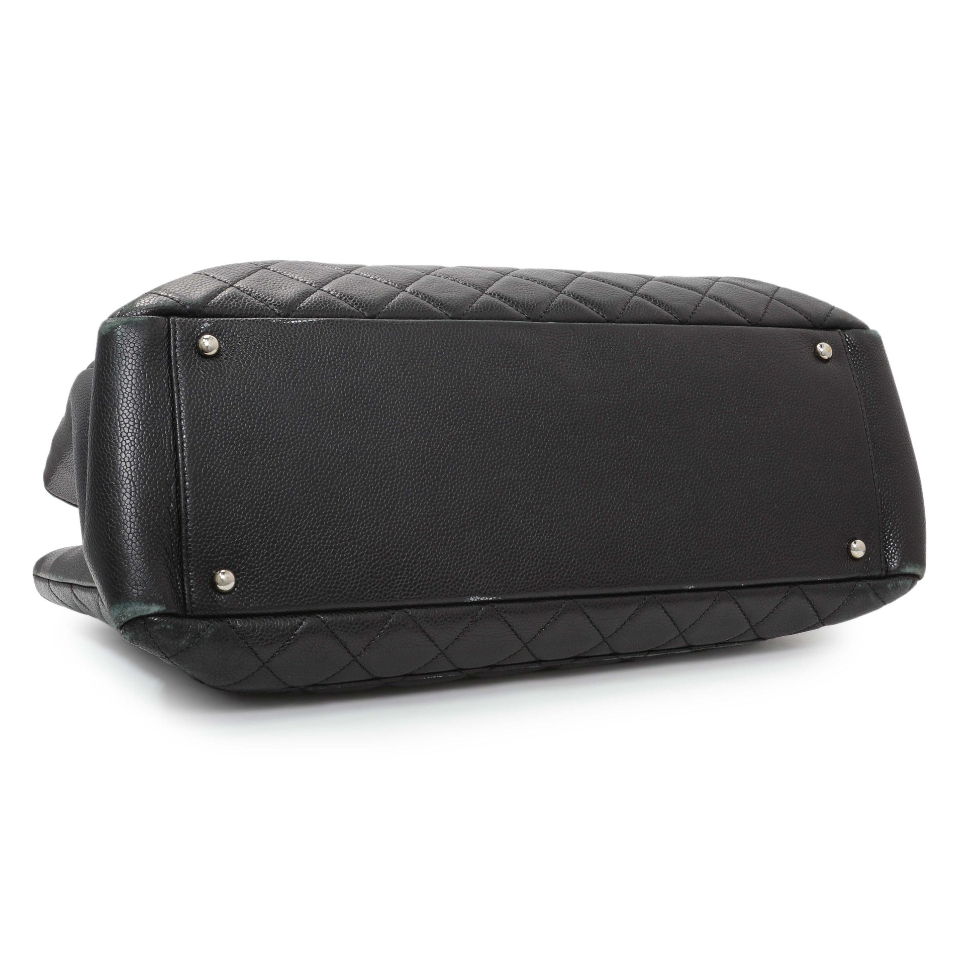 Exclusive Chanel Black Quilted Caviar XL Grand Shopping Tote GST — Back View