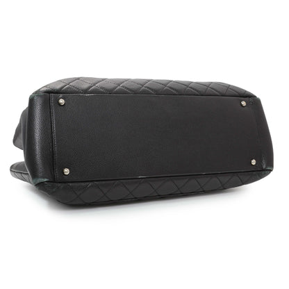 Exclusive Chanel Black Quilted Caviar XL Grand Shopping Tote GST — Back View