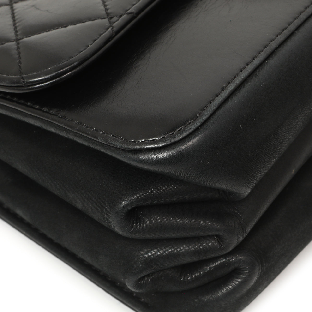 Exclusive Chanel Black Calfskin Quilted Small Straight Lined Flap — Top View