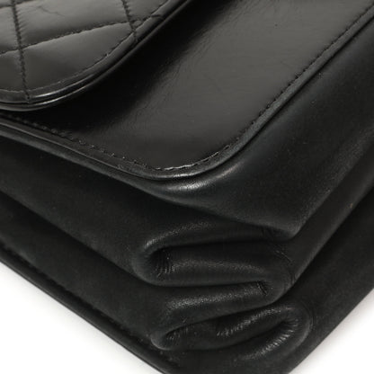 Exclusive Chanel Black Calfskin Quilted Small Straight Lined Flap — Top View