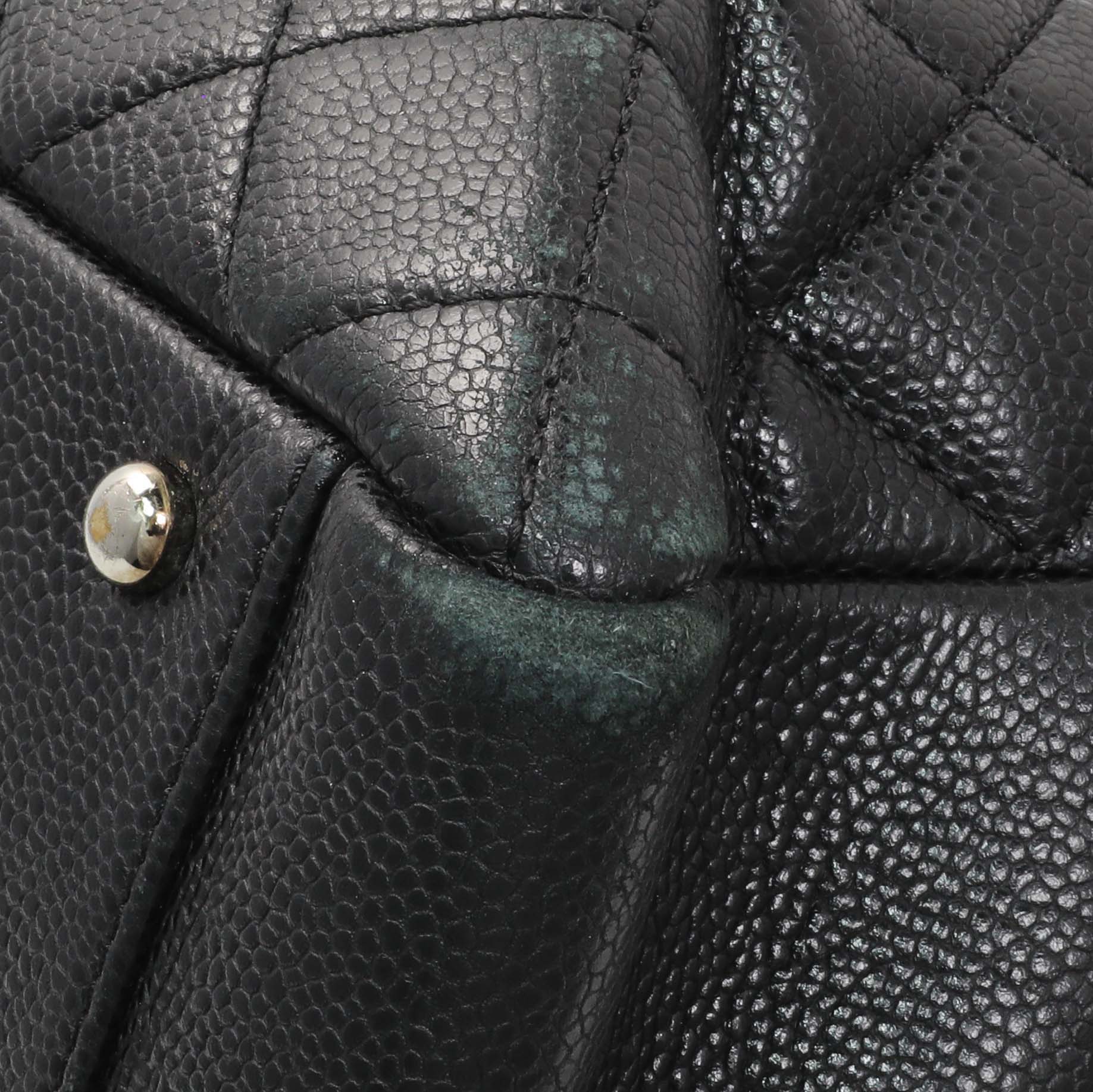 Exclusive Chanel Black Quilted Caviar XL Grand Shopping Tote GST — Detail View
