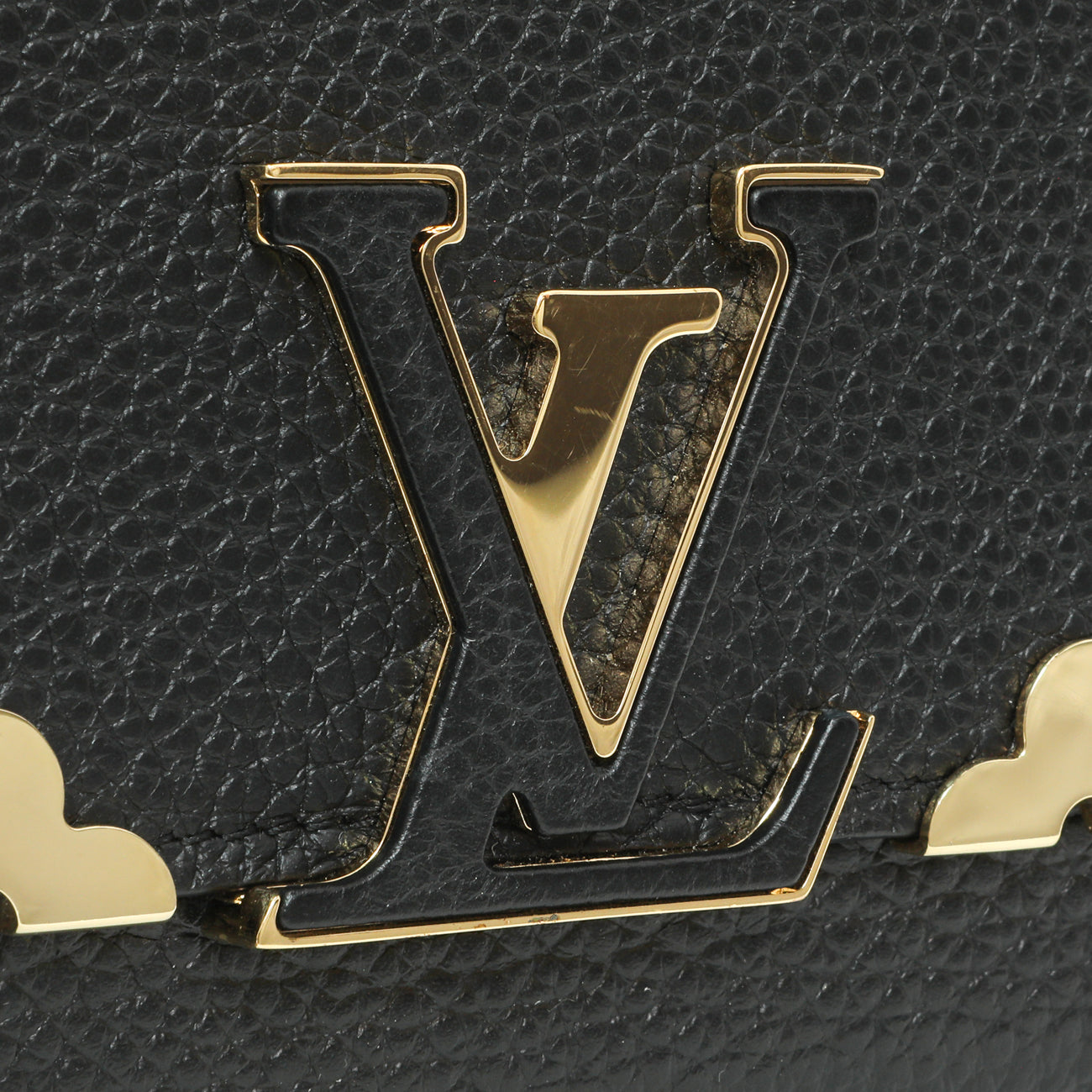 Exclusive Louis Vuitton Black Taurillon Leather Flower Studded Capucines Wallet — Lifestyle View