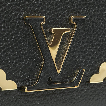 Exclusive Louis Vuitton Black Taurillon Leather Flower Studded Capucines Wallet — Lifestyle View