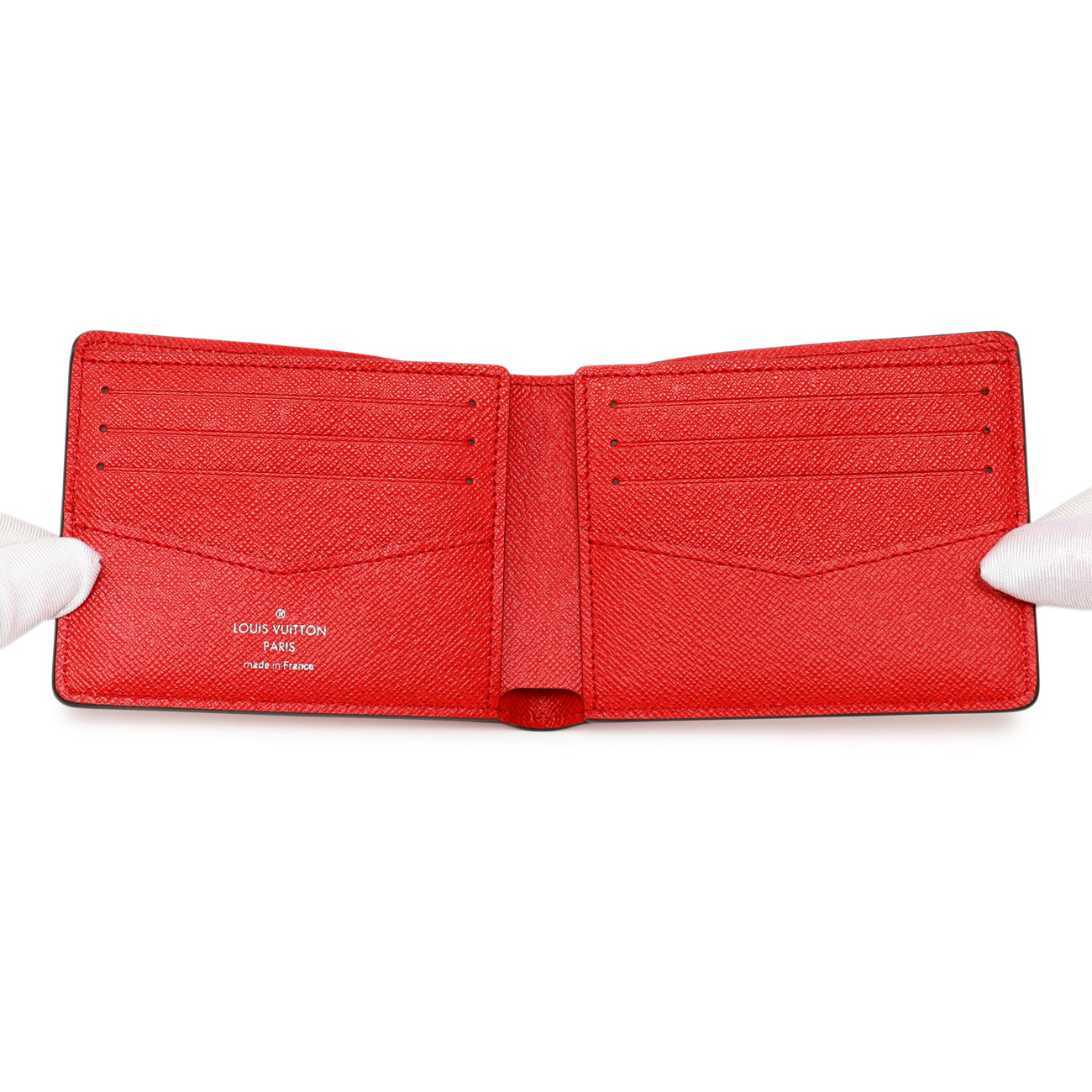 Exclusive Louis Vuitton X SUPREME Red Epi Slender Wallet — Top View