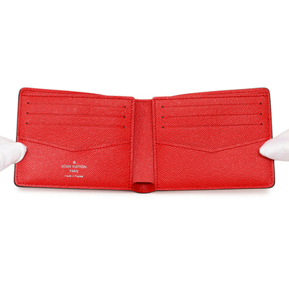 Exclusive Louis Vuitton X SUPREME Red Epi Slender Wallet — Top View