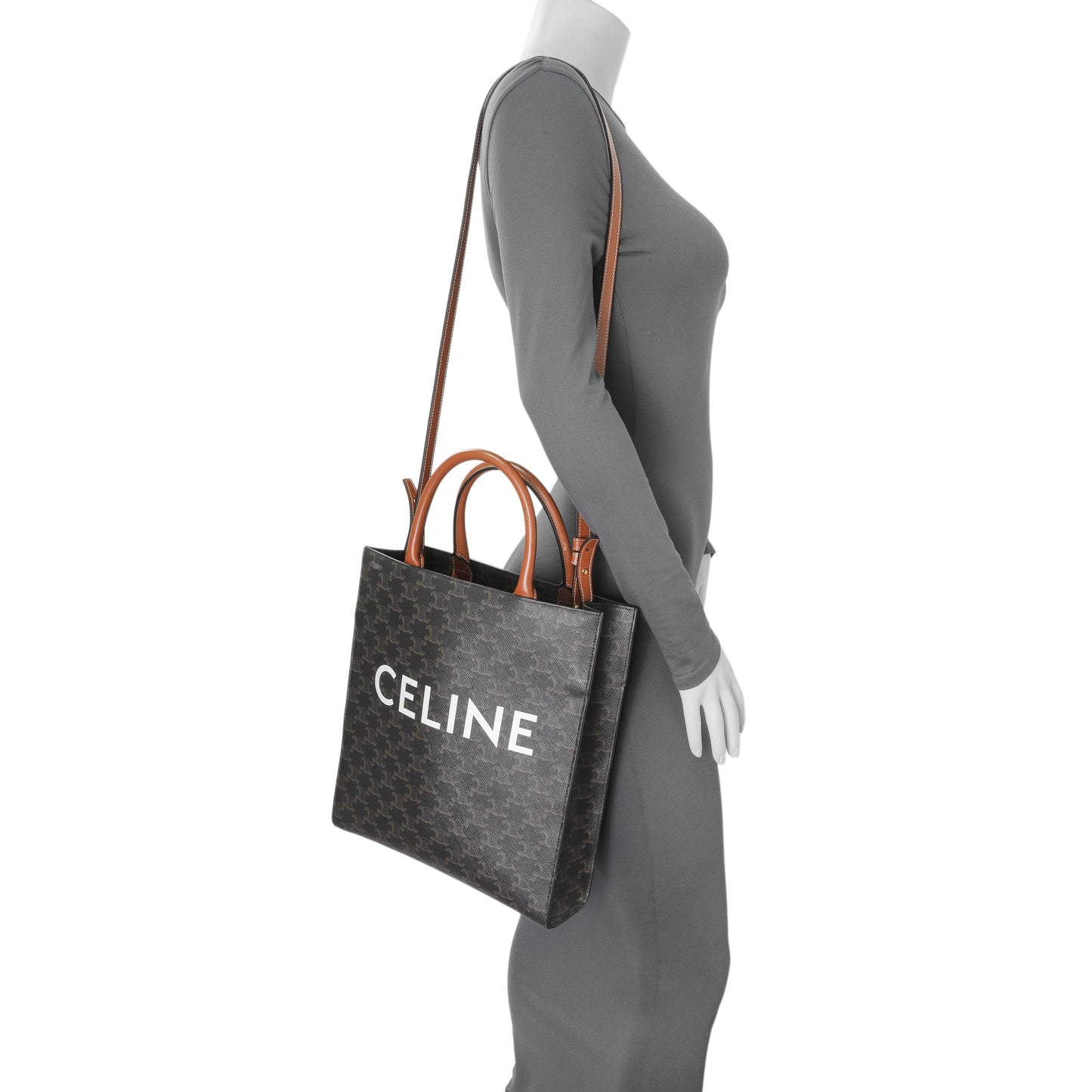 Exclusive Celine Triomphe Canvas Small Vertical Cabas — Alternate View 12