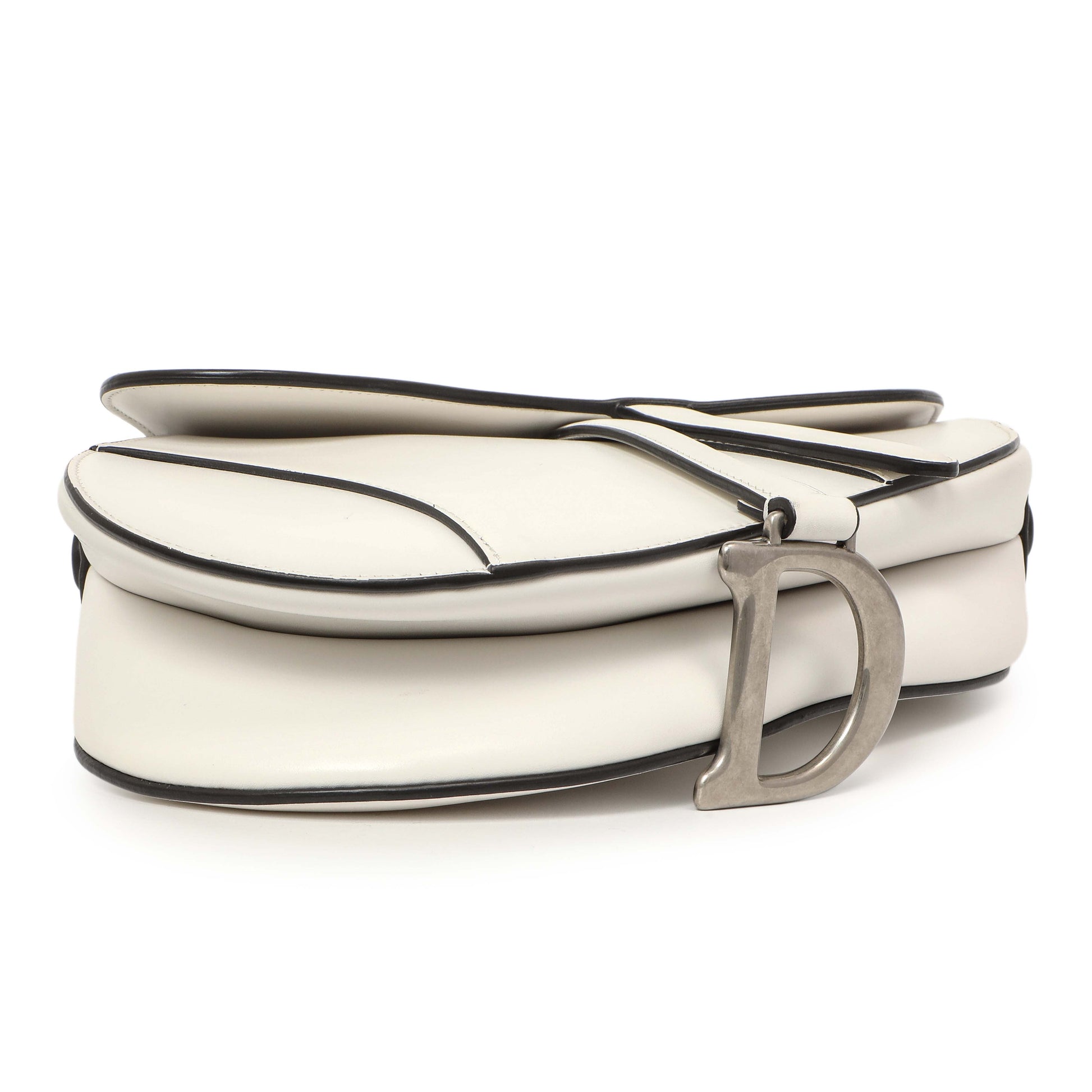 Exclusive Christian Dior White Calfskin Saddle Bag — Back View