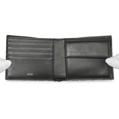 Exclusive Christian Dior Blue Oblique Bifold Wallet — Detail View