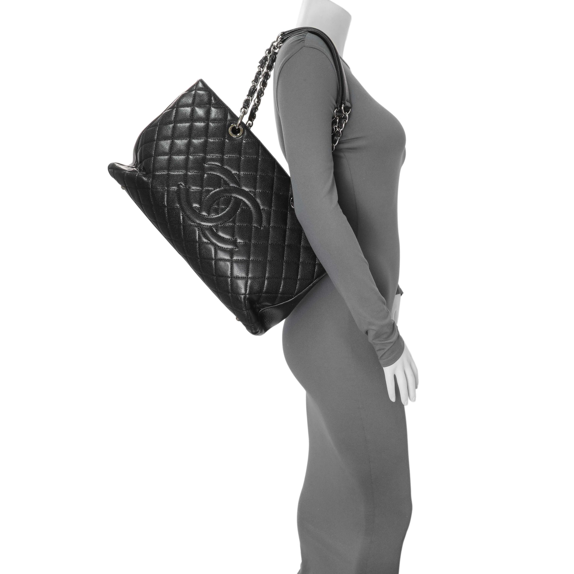 Exclusive Chanel Black Quilted Caviar XL Grand Shopping Tote GST — Alternate View 18