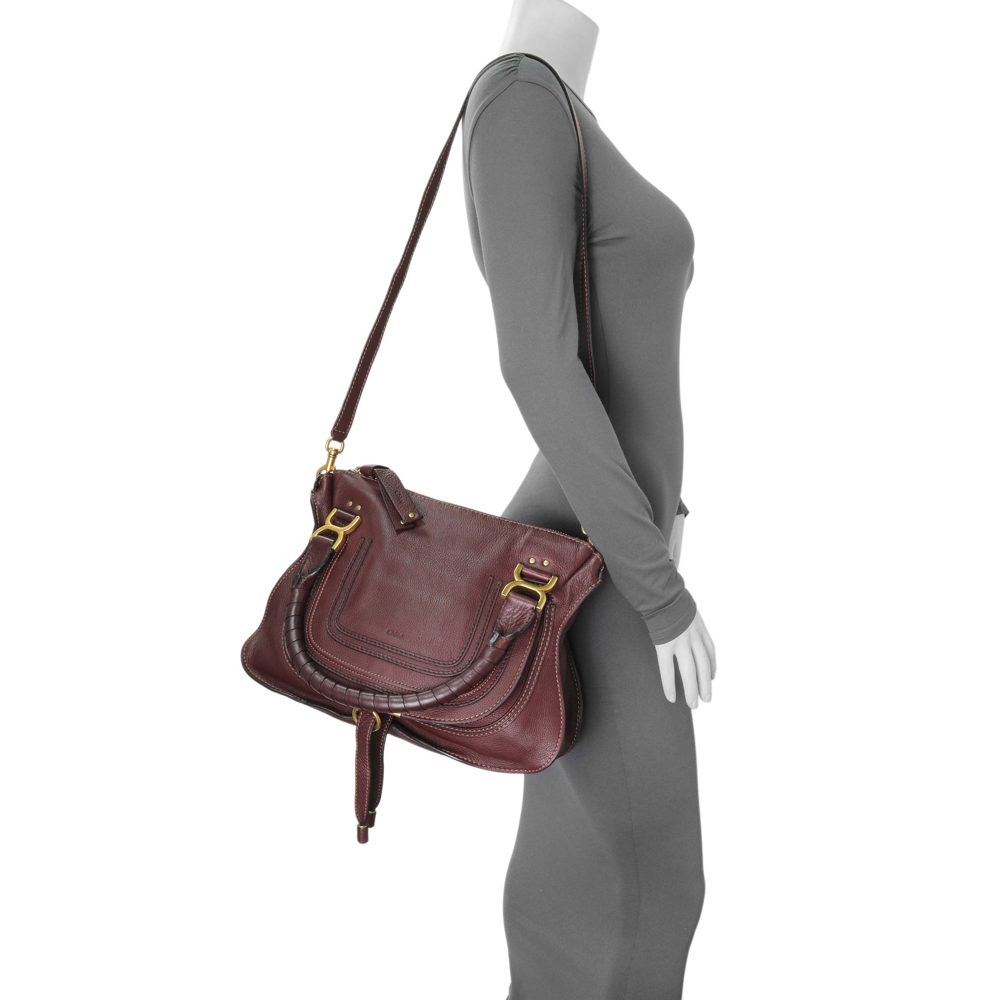 Exclusive Chloe Burgundy Calfskin Medium Marcie Satchel — Alternate View 7