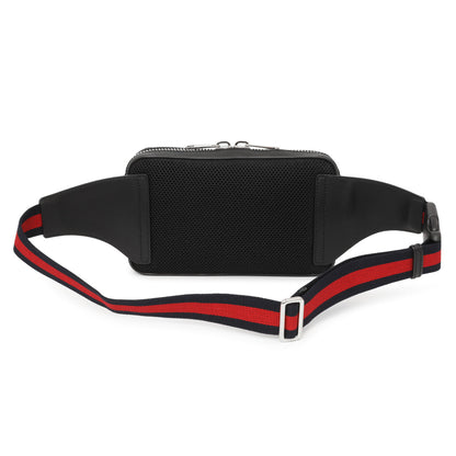 Exclusive Gucci Black Soft GG Supreme Monogram Web Belt Bag — Side View