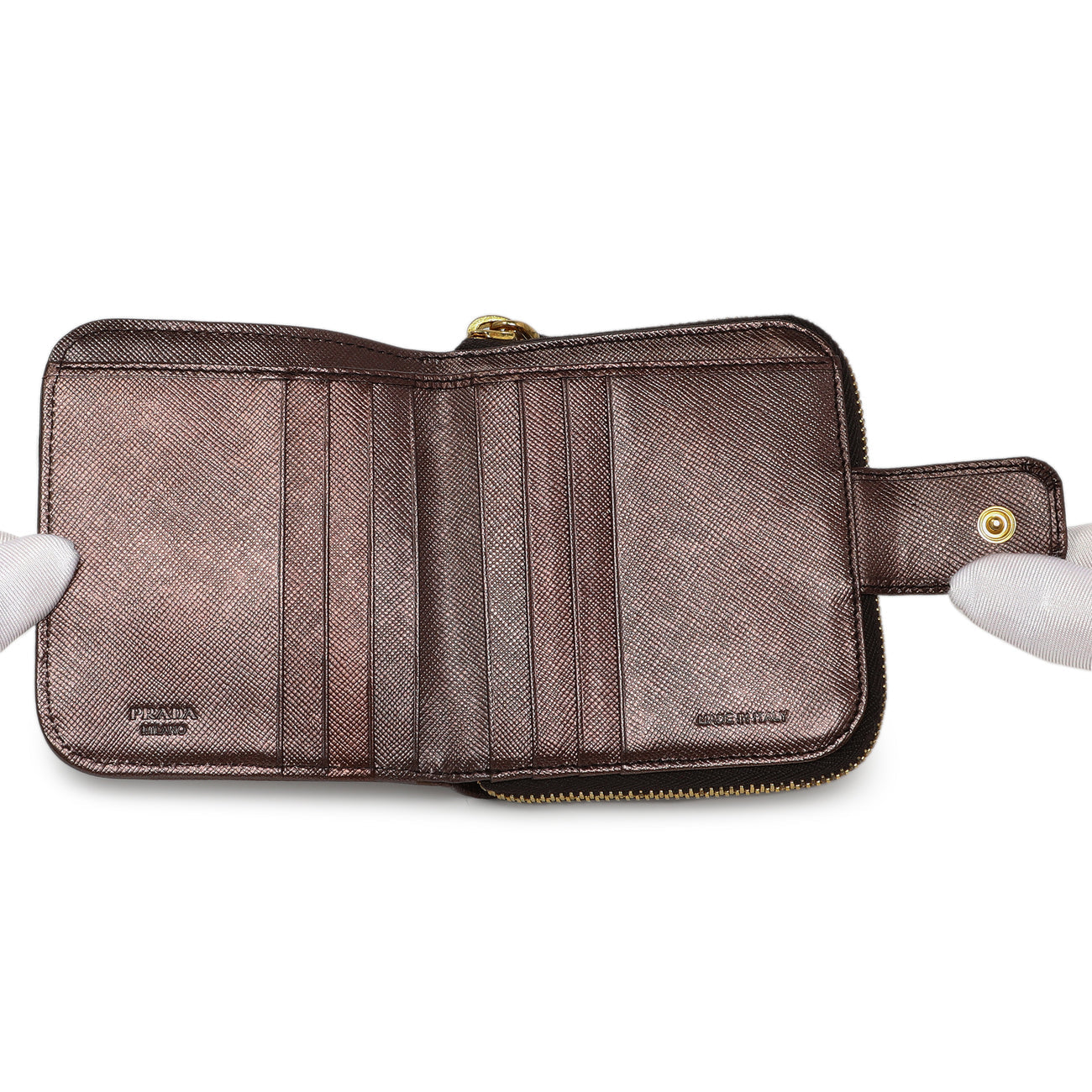 Exclusive Prada Burgundy Nylon Compact Wallet — Top View