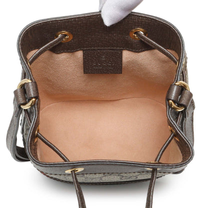 Exclusive Gucci GG Supreme Monogram Web Mini Ophidia Bucket Bag — Top View