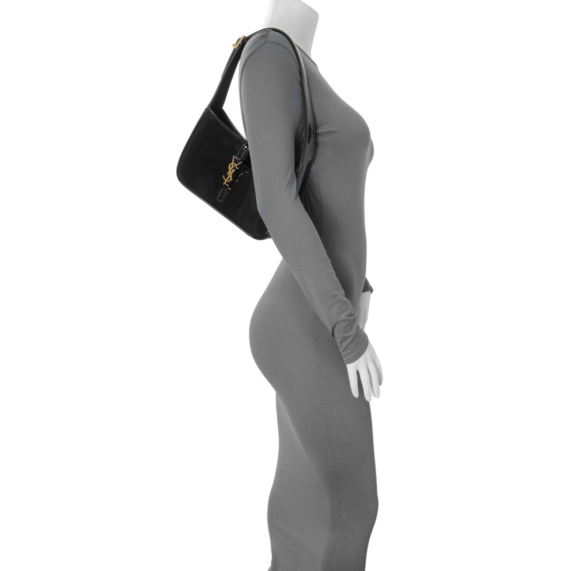 Exclusive Saint Laurent Black Patent Le 5 A 7 Hobo — Alternate View 7