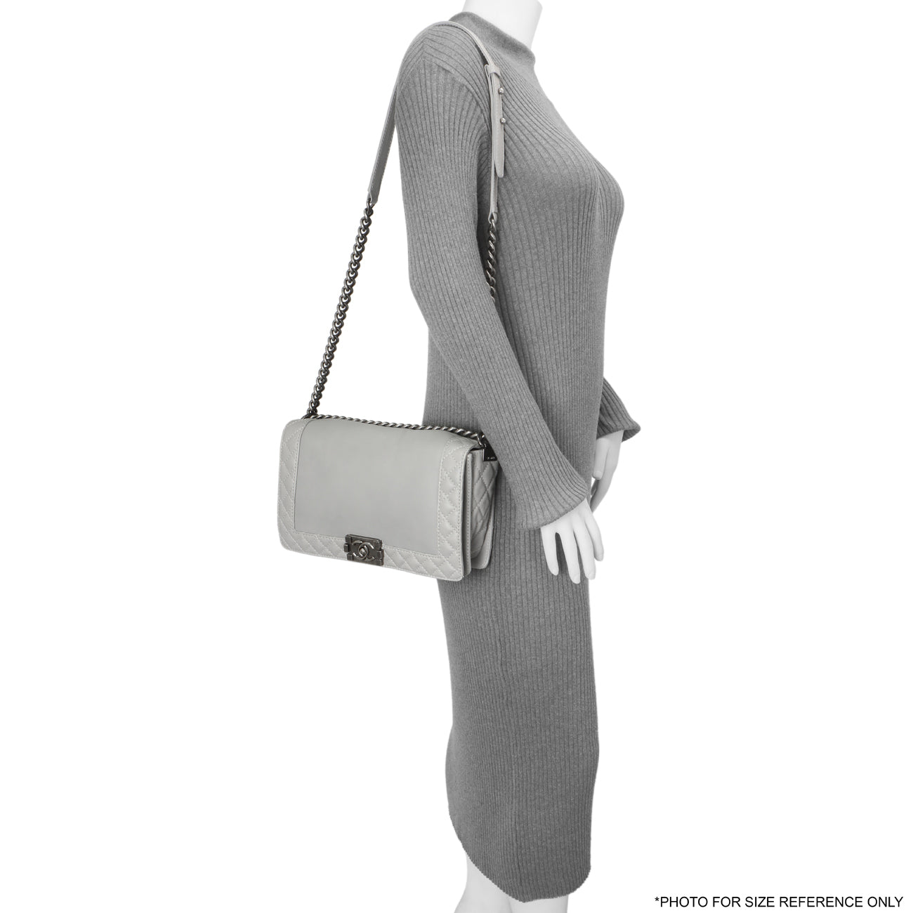 Exclusive Chanel Grey Calfskin New Medium Boy Reverso Flap — Alternate View 13
