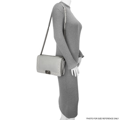 Exclusive Chanel Grey Calfskin New Medium Boy Reverso Flap — Alternate View 13