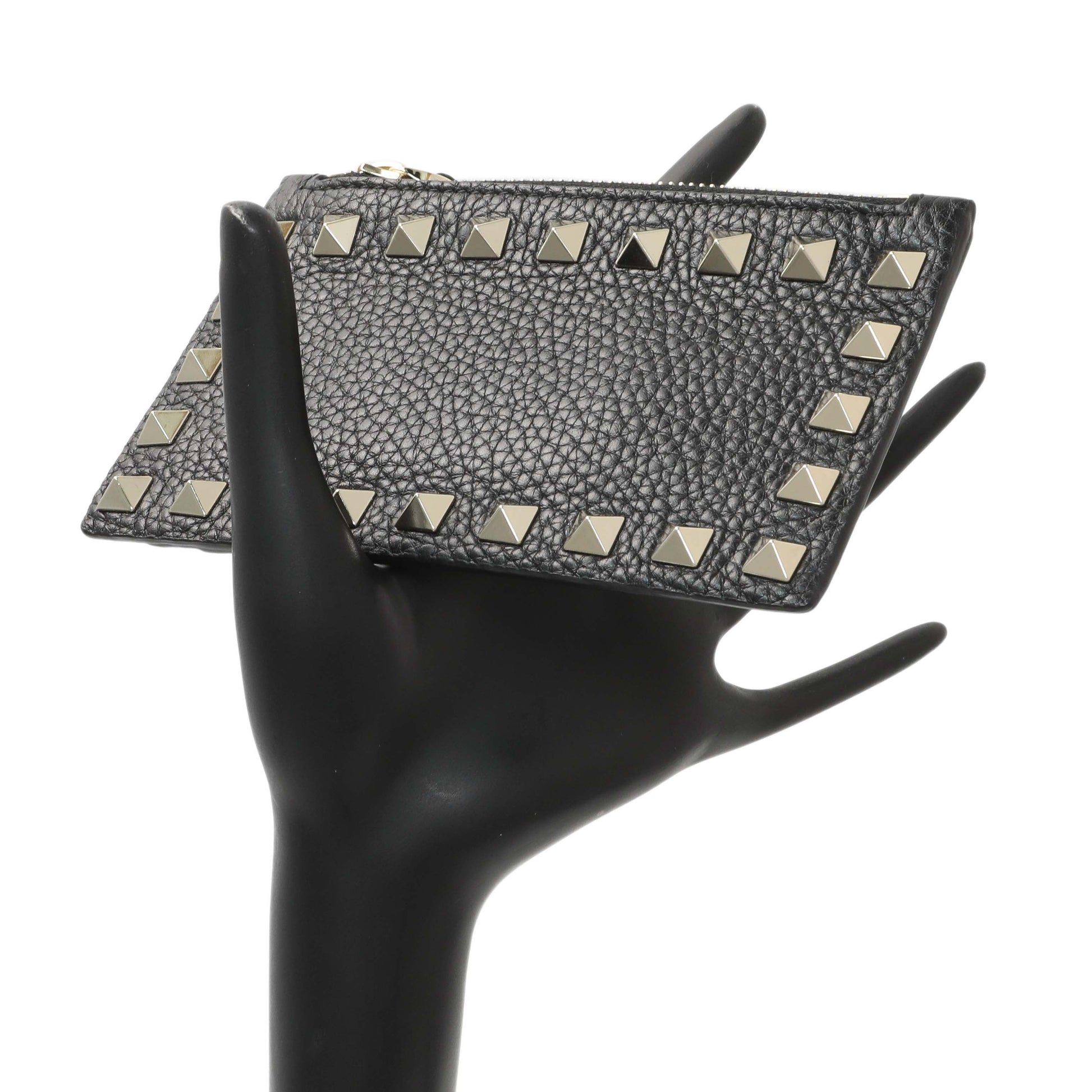 Exclusive Valentino Black Calfskin Rockstud Zipped Card Holder — Alternate View 7