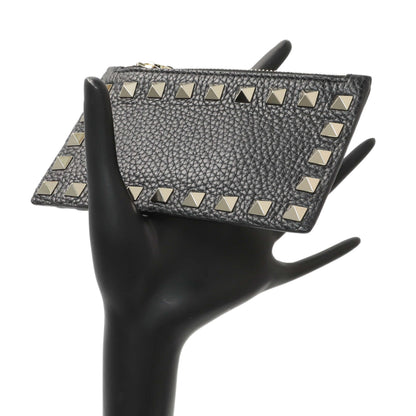 Exclusive Valentino Black Calfskin Rockstud Zipped Card Holder — Alternate View 7
