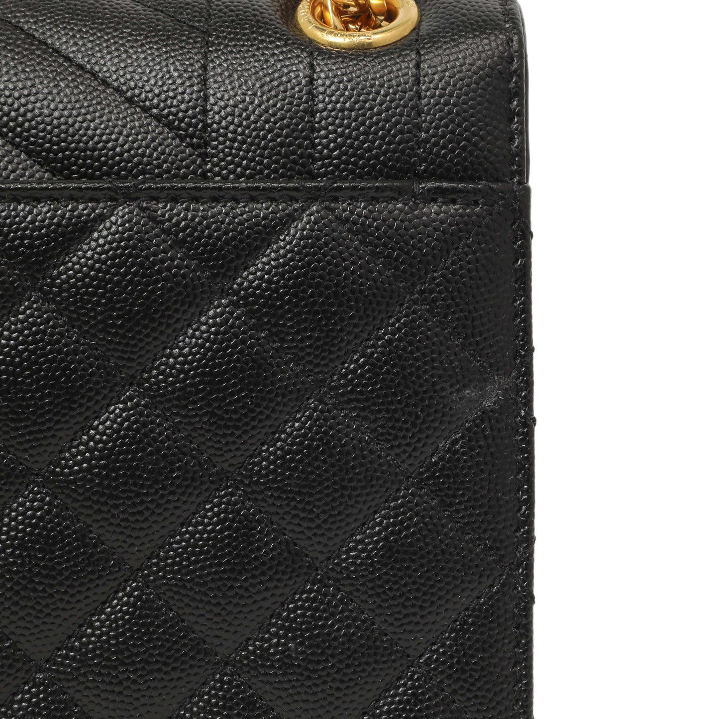 Exclusive Saint Laurent Black Grain De Poudre Matelasse Chevron Medium Triquilt Monogram Satchel — Alternate View 7