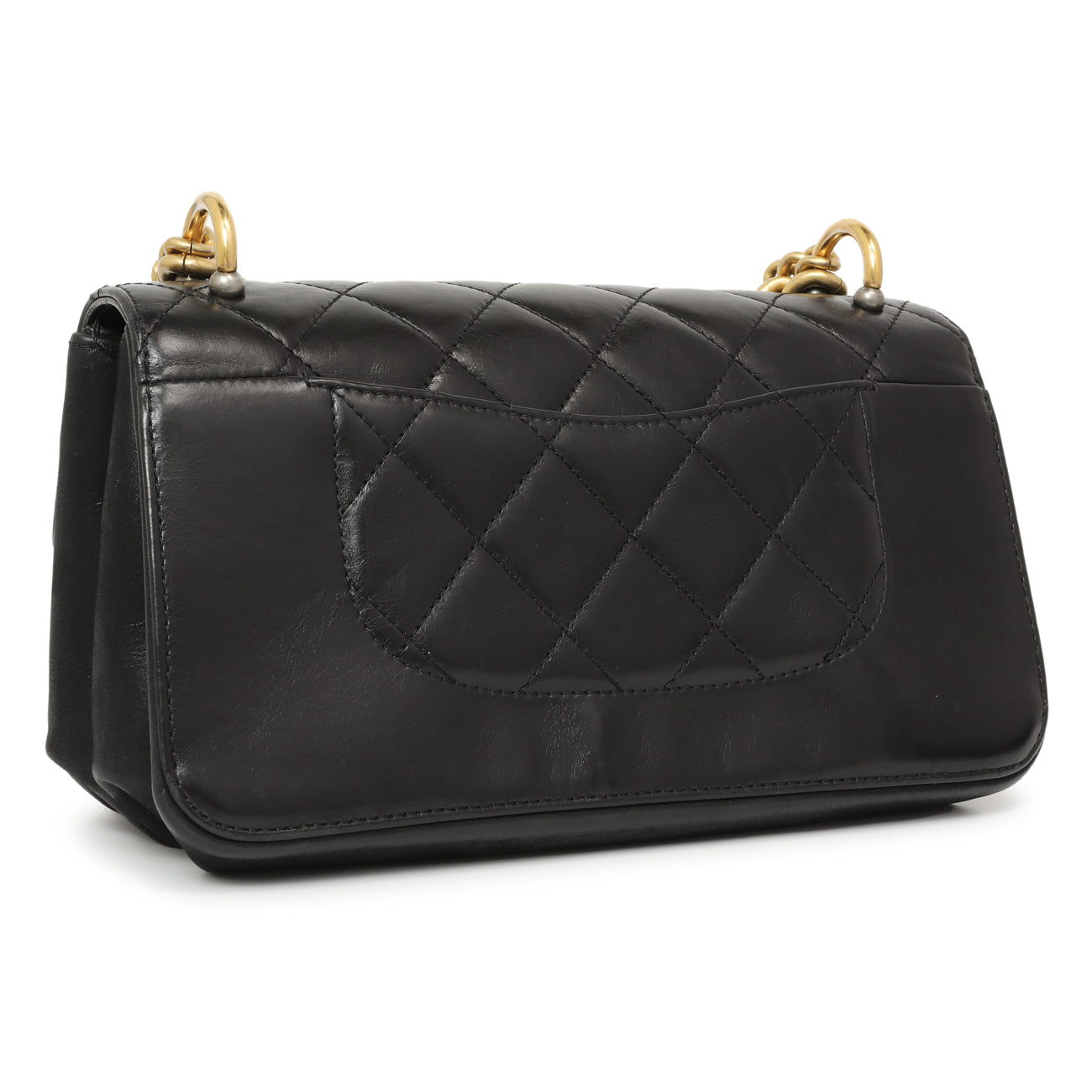 Exclusive Chanel Black Calfskin Quilted Small Straight Lined Flap — Side View