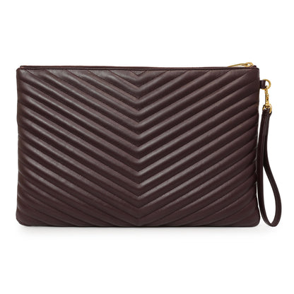 Exclusive Saint Laurent Burgundy Calfskin Matelasse Chevron Monogram Document Holder — Side View