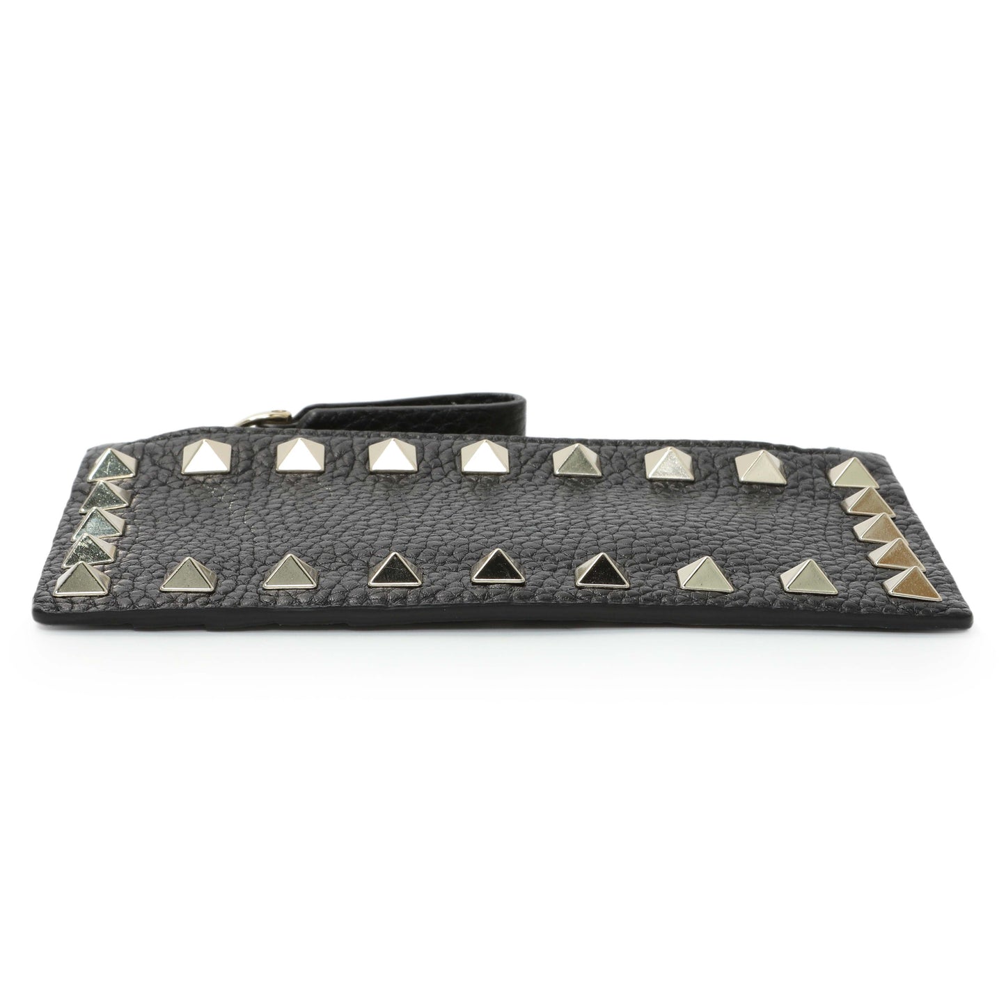 Exclusive Valentino Black Calfskin Rockstud Zipped Card Holder — Back View
