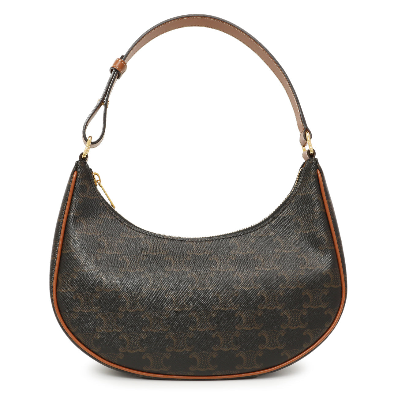 Exclusive Celine Tan Triomphe Canvas Calfskin Ava Shoulder Bag — Front View