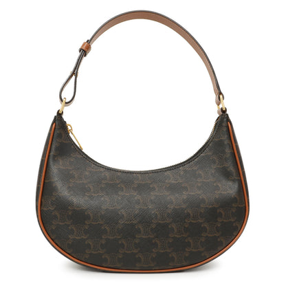 Exclusive Celine Tan Triomphe Canvas Calfskin Ava Shoulder Bag — Front View
