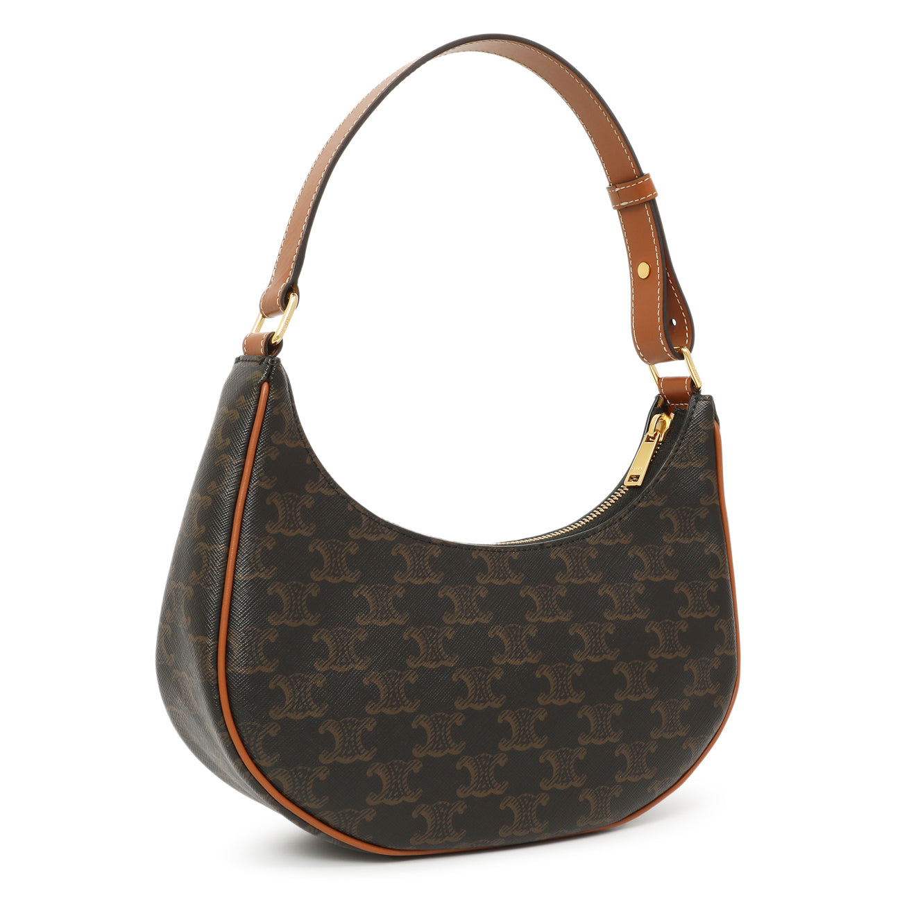 Exclusive Celine Tan Triomphe Canvas Calfskin Ava Shoulder Bag — Side View