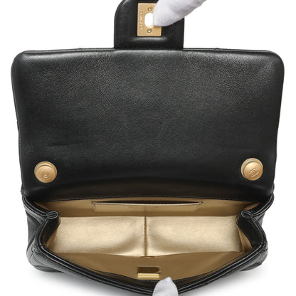 Exclusive Chanel Black Quilted Lambskin Pearl Small Flap — Top View