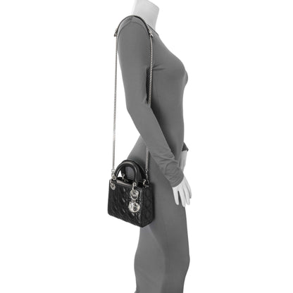 Exclusive Christian Dior Black Lambskin Cannage Mini Lady Dior — Alternate View 7