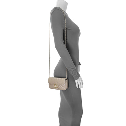 Exclusive Gucci Beige Calfskin Matelasse Super Mini GG Marmont Shoulder Bag — Alternate View 7