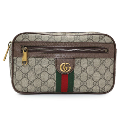 Exclusive Gucci Brown Soft GG Supreme Monogram Medium Ophidia Belt Bag — Front View