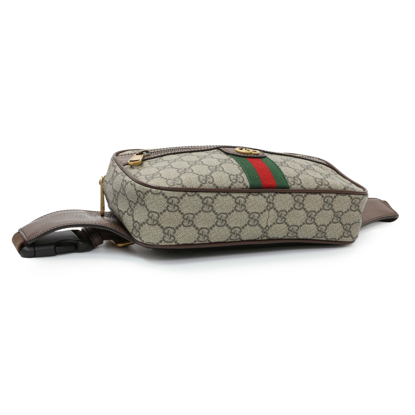 Exclusive Gucci Brown Soft GG Supreme Monogram Medium Ophidia Belt Bag — Back View