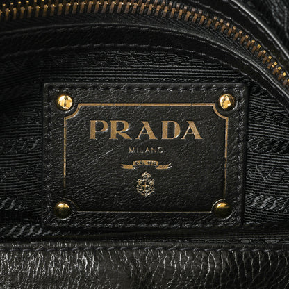 Exclusive Prada Black Nylon Pleated Hobo — Detail View