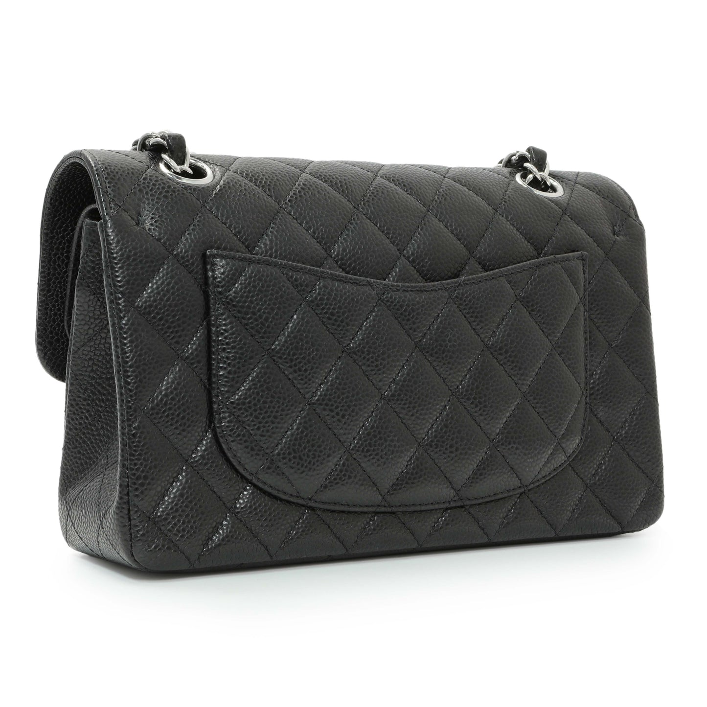 Exclusive Chanel Black Quilted Caviar Small Classic Double Flap — Side View