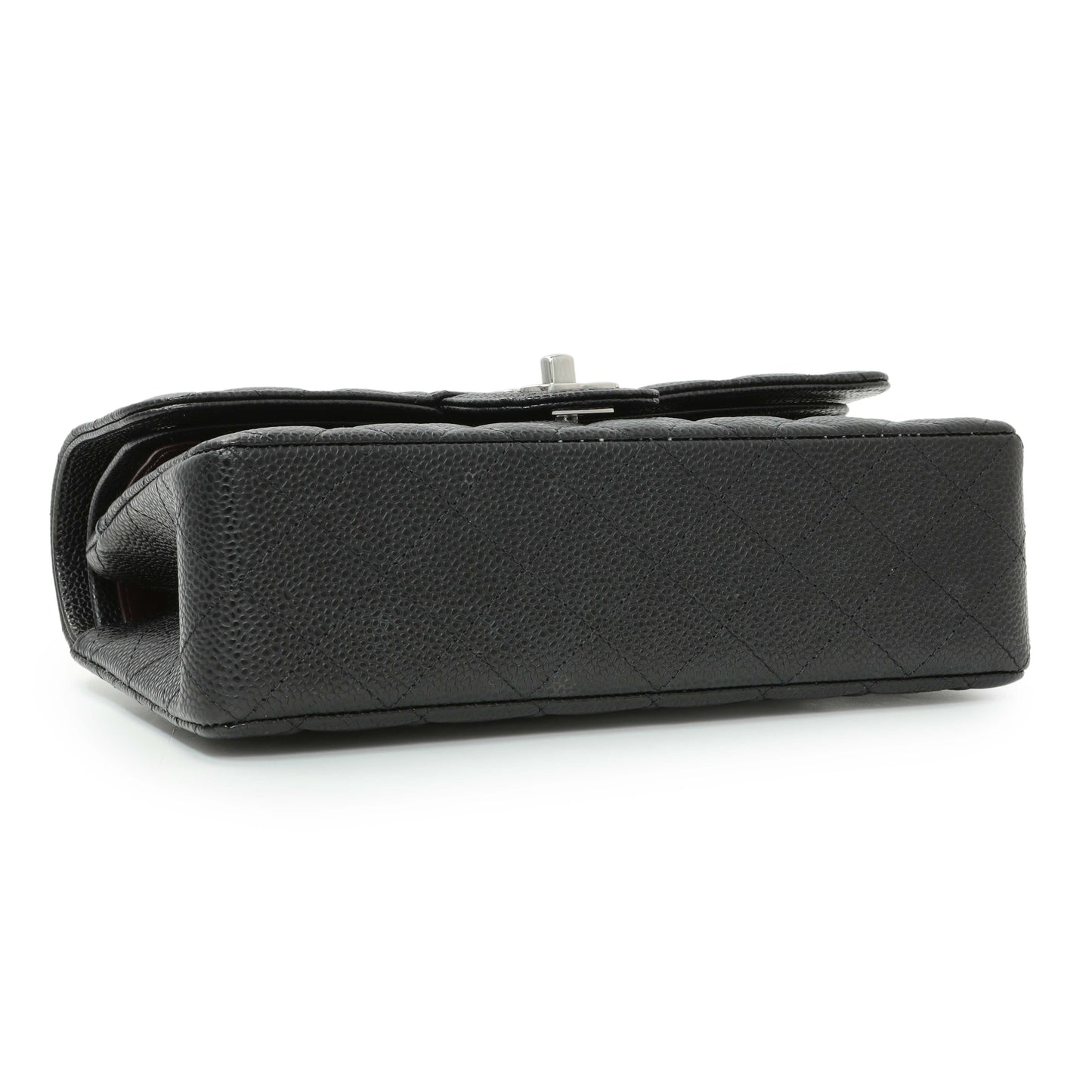 Exclusive Chanel Black Quilted Caviar Small Classic Double Flap — Back View