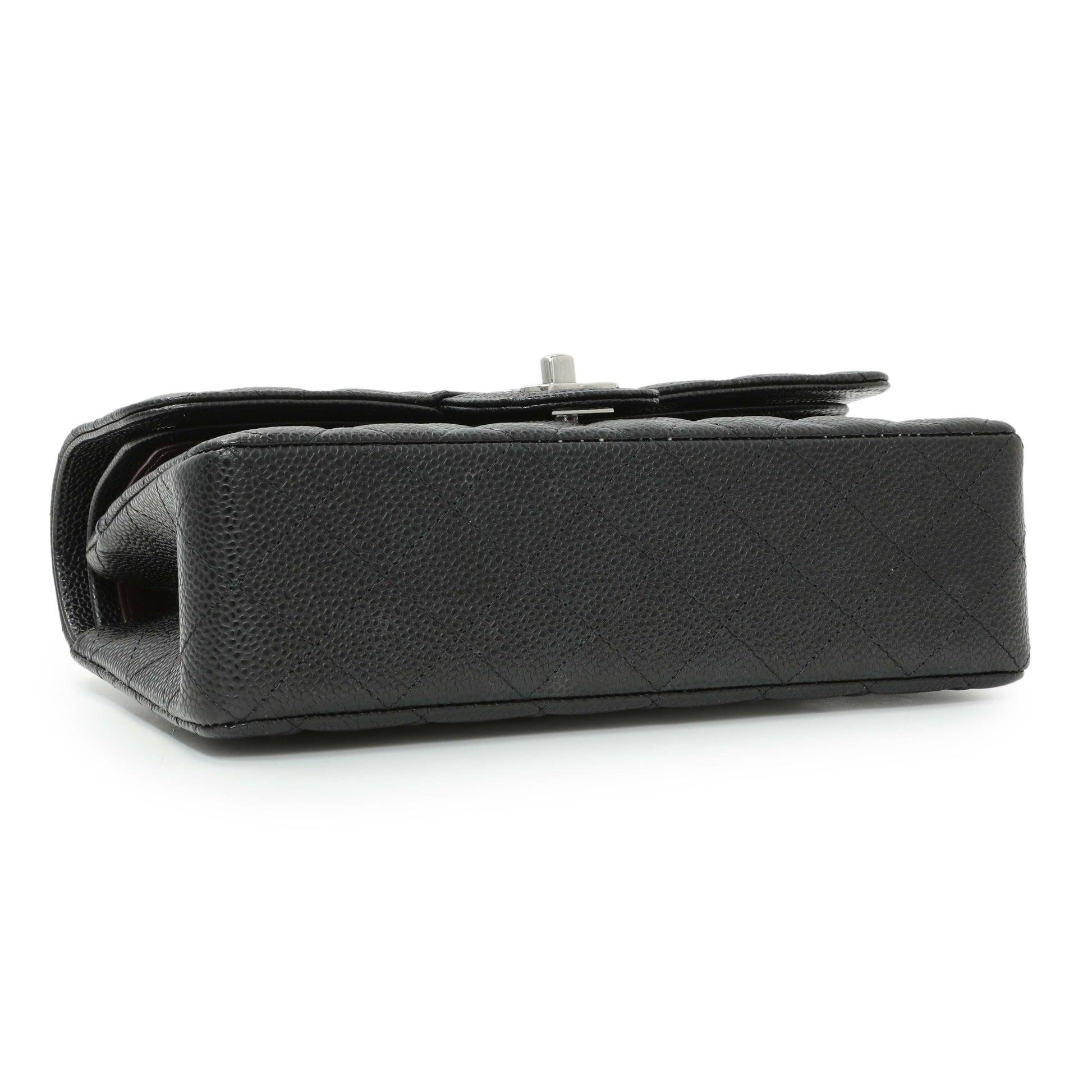 Exclusive Chanel Black Quilted Caviar Small Classic Double Flap — Back View