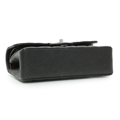 Exclusive Chanel Black Quilted Caviar Small Classic Double Flap — Back View