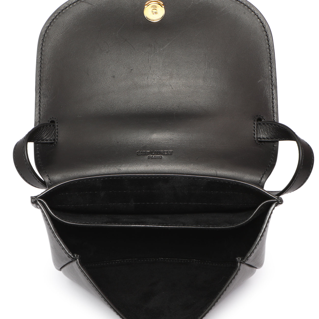 Exclusive Saint Laurent Black Calfskin Small Kaia Satchel — Detail View